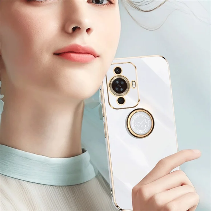 XINLI For Huawei nova 11 Pro / nova 11 Ultra Ring Kickstand Electroplated Phone Case Soft TPU Protective Cover - Purple