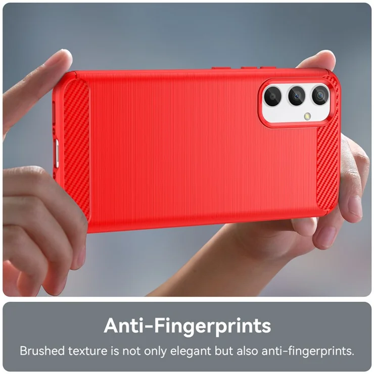 For Samsung Galaxy A34 5G Soft TPU Phone Case Carbon Fiber Texture Brushed Back Cover - Red