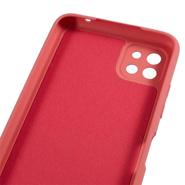 For Samsung Galaxy A22 5G (EU Version) Fiber Lining Rubberized TPU Cover Drop Resistant Phone Case - Hawthorn Red