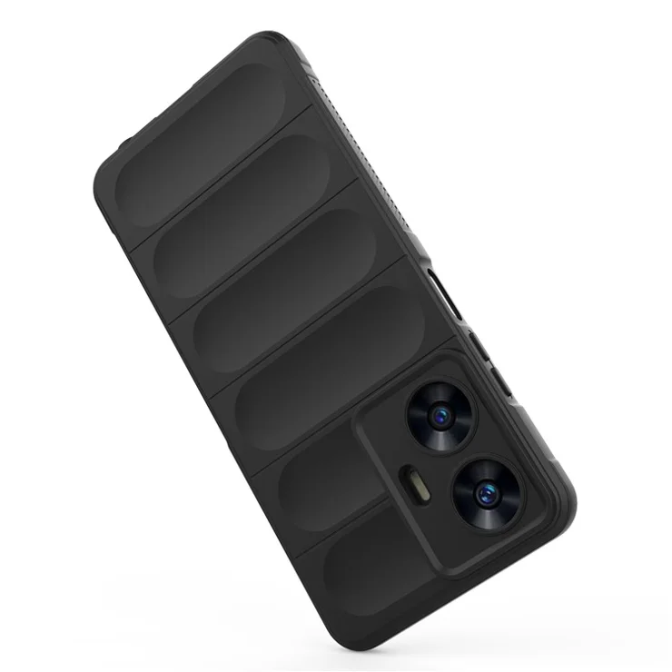 For Realme C55 4G Flexible TPU Phone Case Anti-Scratch Rugged Back Cover - Dark Blue