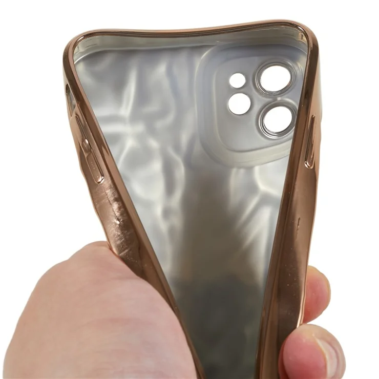 Wrinkled Uneven Phone Case for iPhone 11 , Electroplating Flexible TPU Phone Cover - Gold