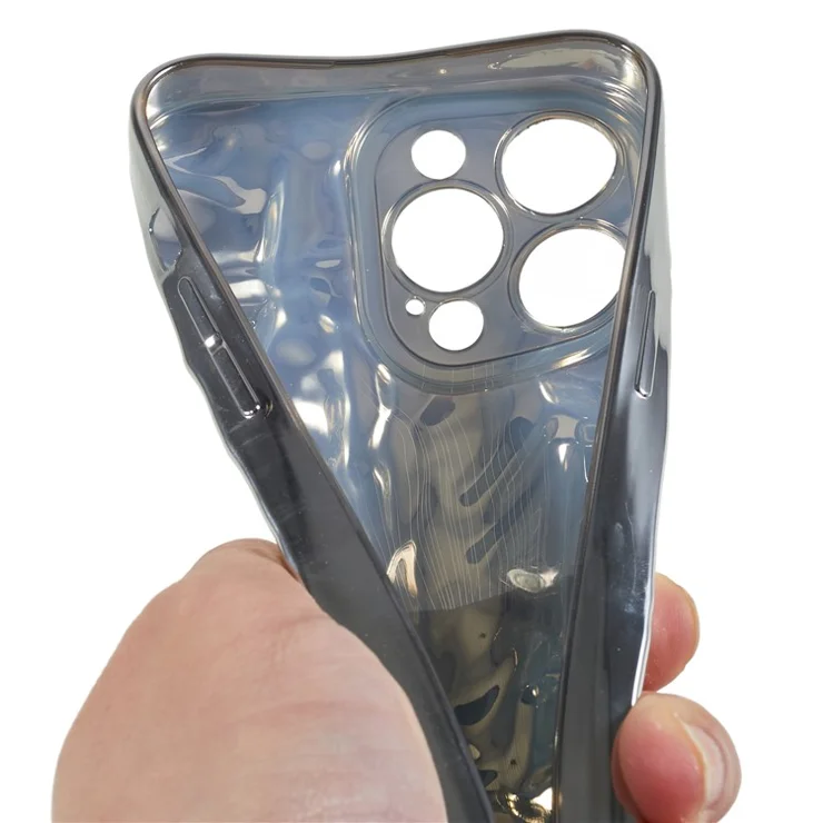 Anti-scratch Phone Case for iPhone 14 Pro , Electroplating Wrinkled Uneven Flexible TPU Cover - Silver