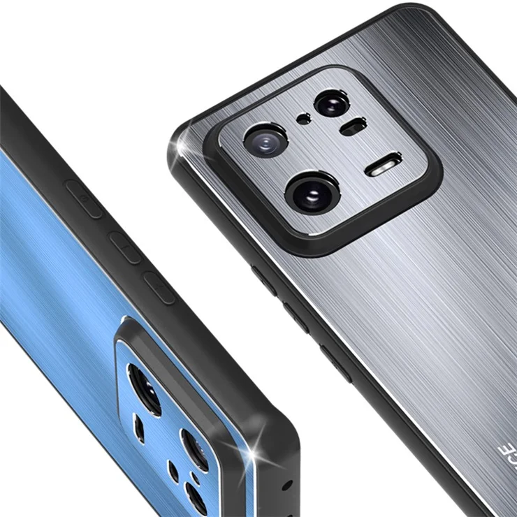 For Xiaomi 13 Hybrid Armor Kickstand Phone Case Brushed Aluminium Alloy TPU Frame Cover - Blue