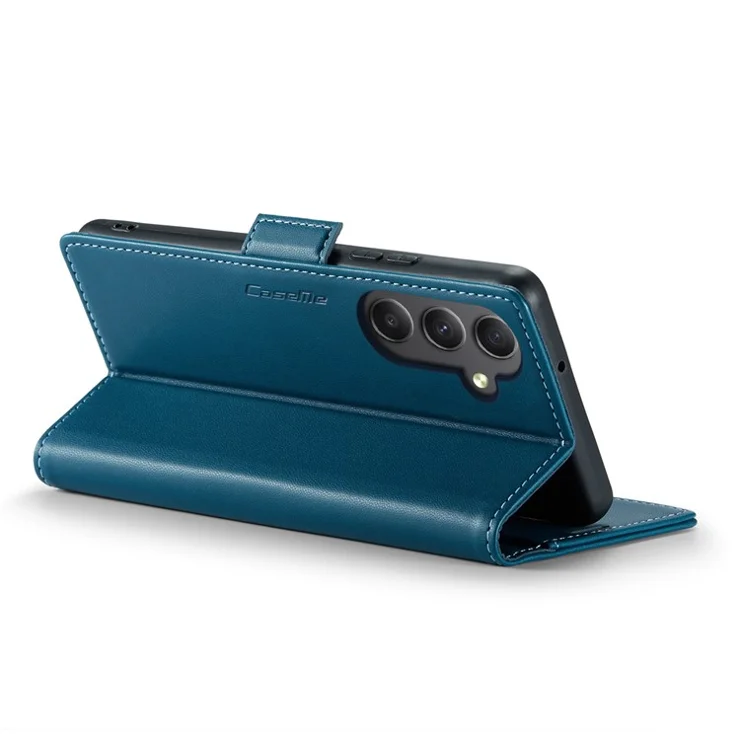 For Samsung Galaxy A34 5G Leather Case CASEME 023 RFID Blocking 3 Card Slot Mobile Cover - Blue