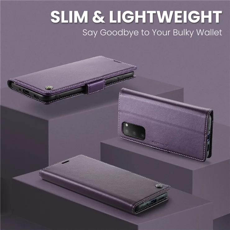 For Samsung Galaxy S20 4G / 5G Leather Case CASEME 023 RFID Blocking 3 Card Slot Mobile Cover - Purple