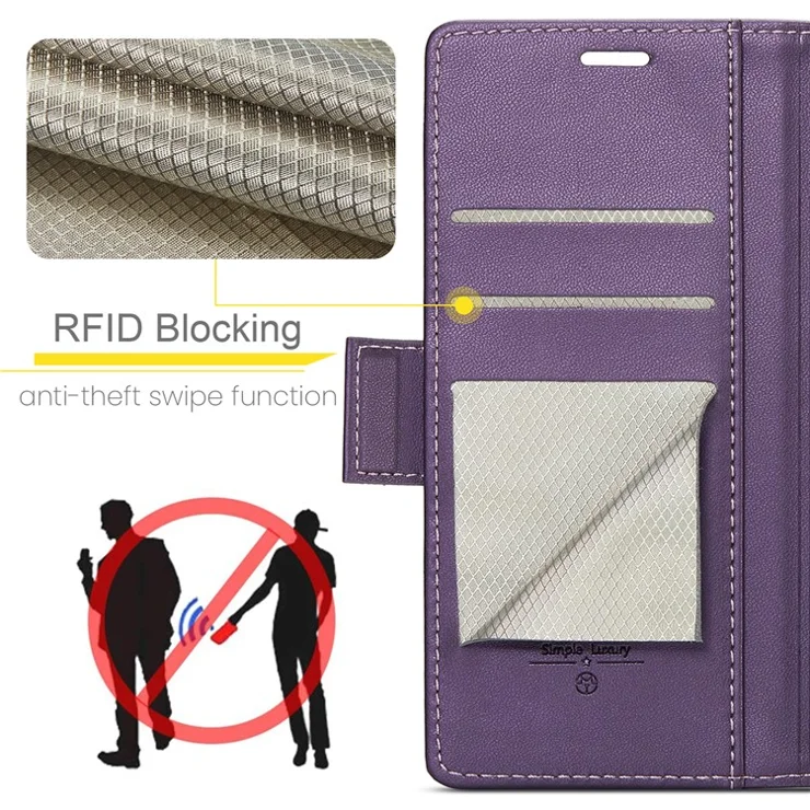 For Xiaomi 12 5G / 12X 5G / 12S 5G Leather Case CASEME 023 RFID Blocking 3 Card Slot Mobile Cover - Purple