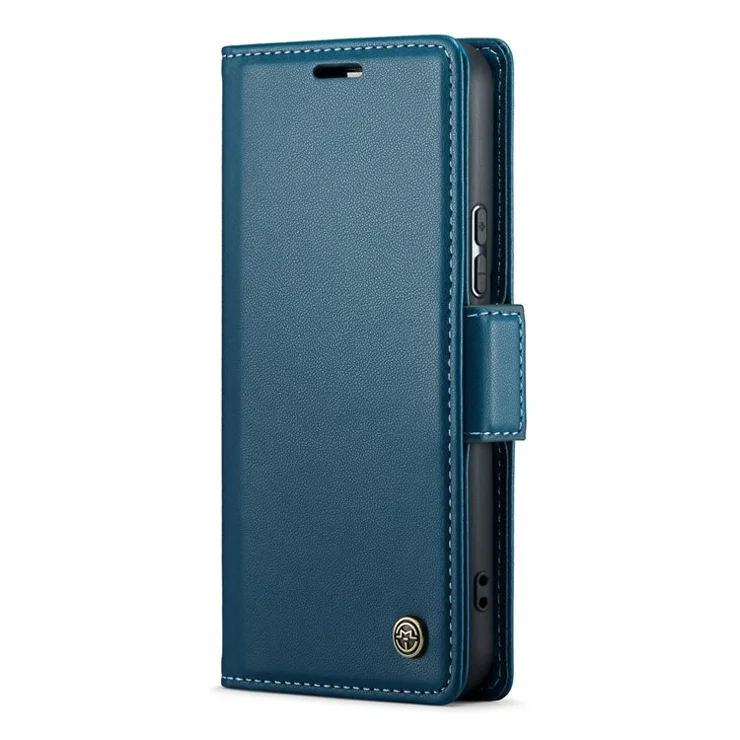 For Samsung Galaxy S22+ 5G Leather Case CASEME 023 RFID Blocking 3 Card Slot Mobile Cover - Blue
