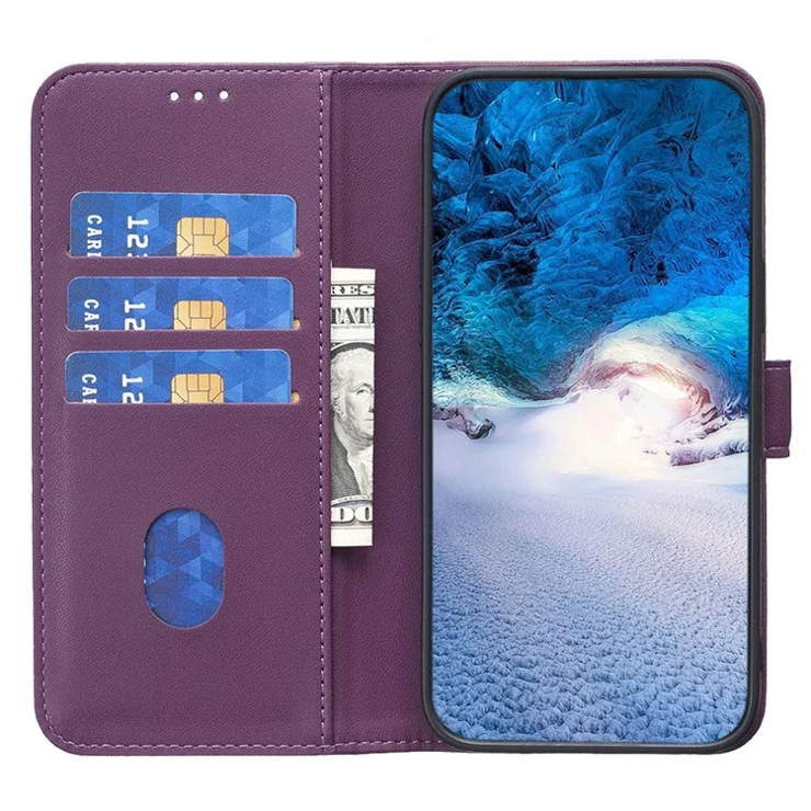 BINFEN COLOR BF17 Wallet Case for iPhone 12 / 12 Pro 6.1 inch , PU Leather Stand Folio Phone Cover - Dark Purple