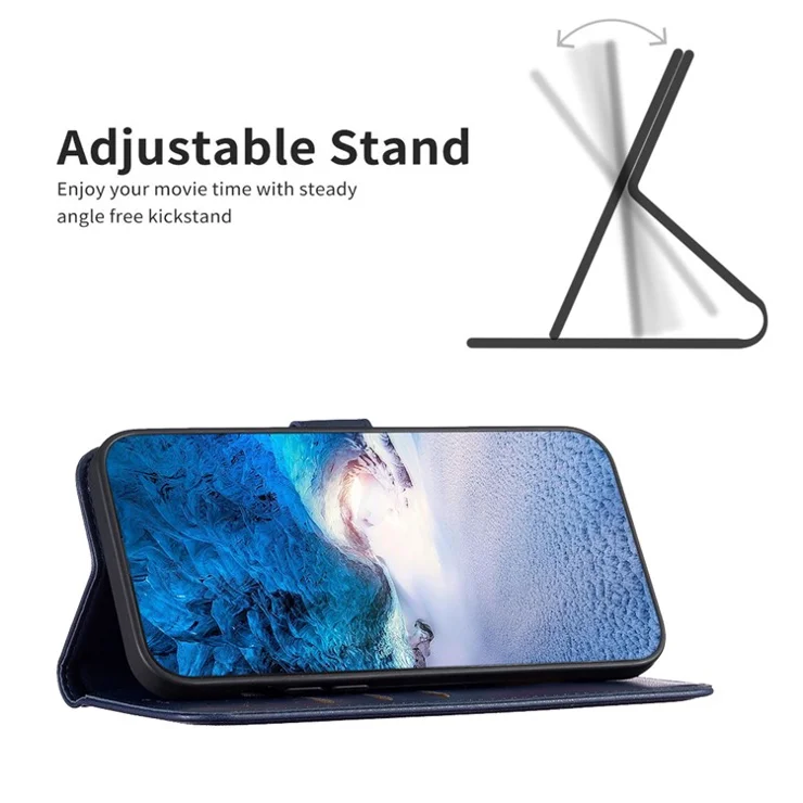 BINFEN COLOR BF17 For Samsung Galaxy A73 5G Phone Wallet Case Stand Leather Phone Cover - Blue