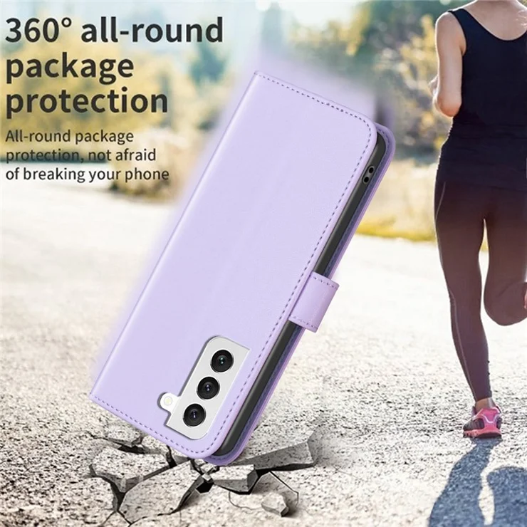 BINFEN COLOR BF17 Stand Phone Cover for Samsung Galaxy S22 5G Wallet PU Leather Cell Phone Case - Purple