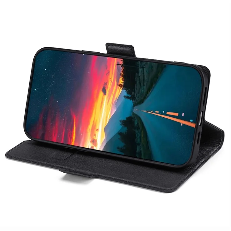 For Samsung Galaxy F14 5G PU Leather Phone Stand Cover Flip Case Card Holder Protection Shell - Black