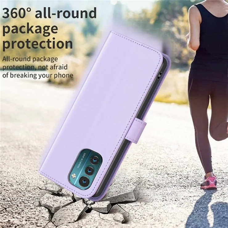 BINFEN COLOR BF17 For Nokia G11 4G / G21 4G Phone Stand Case PU Leather Wallet Smartphone Cover - Purple