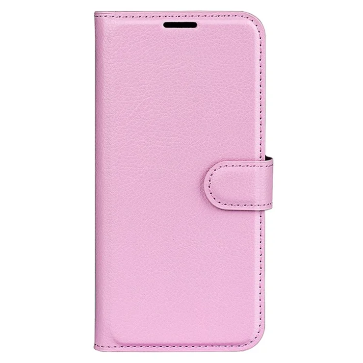 Stand Case for Nokia C32 Scratch Proof PU Leather Litchi Texture Wallet Folio Flip Phone Cover - Pink