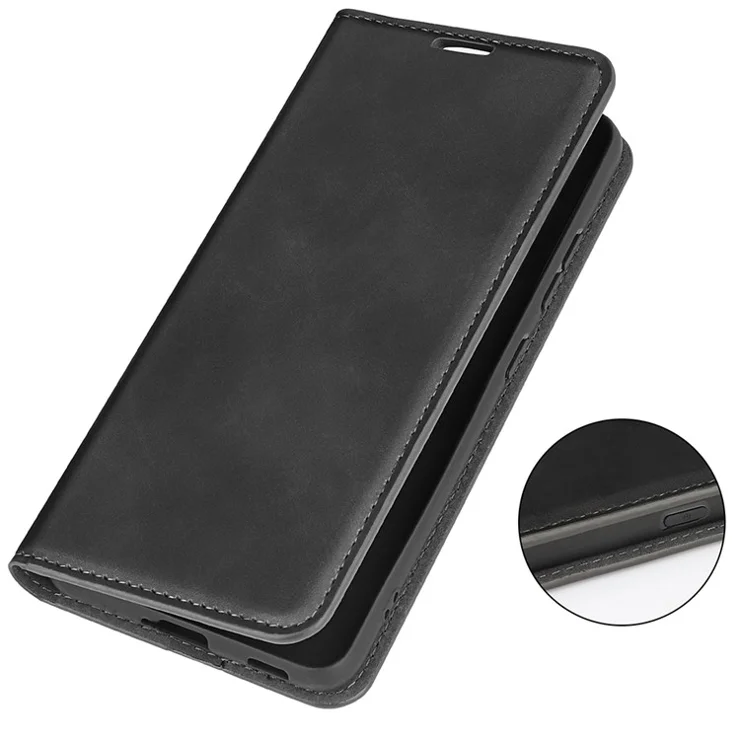 For Motorola ThinkPhone 5G PU Leather Wallet Flip Case Skin-touch Stand Cellphone Cover - Black