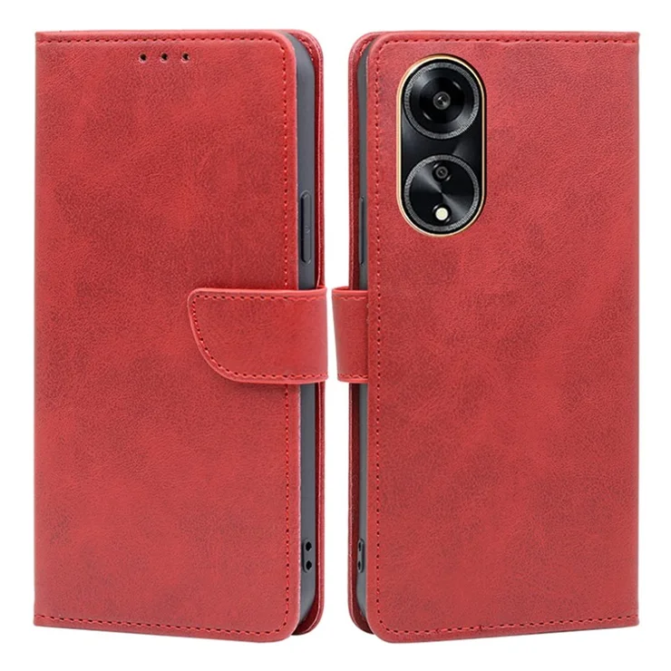 For Oppo A1 5G / A98 5G / F23 5G Flip Stand PU Leather Case Calf Texture Wallet Phone Cover - Red