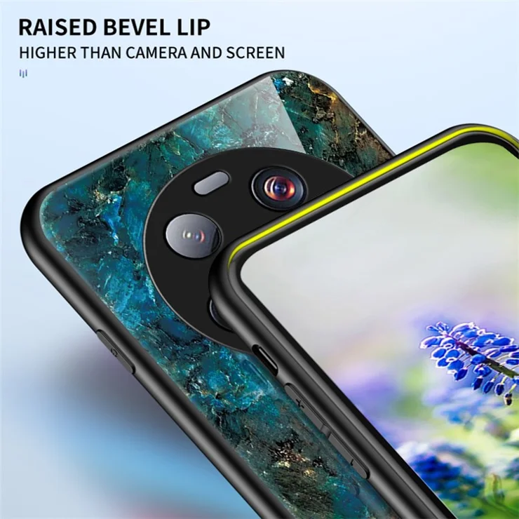 For Xiaomi 13 Ultra Tempered Glass Back Cover PC+TPU Marble Pattern Phone Case - Flying Pigeon Marble