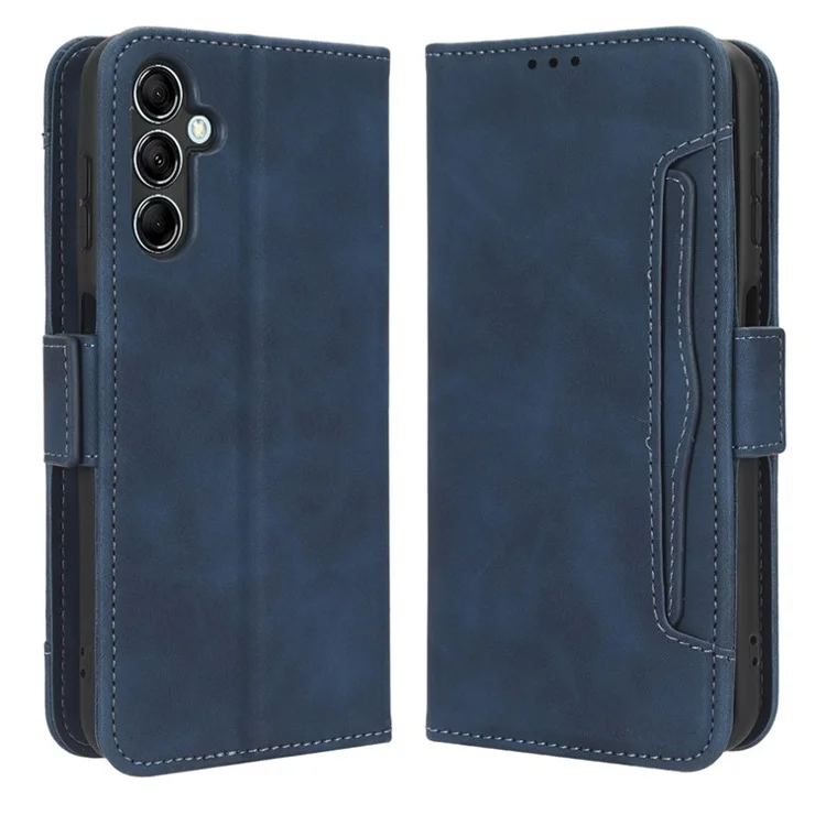 For Samsung Galaxy M54 5G / F54 5G PU Leather Phone Case Multiple Card Slots Wallet Stand Flip Cover - Blue