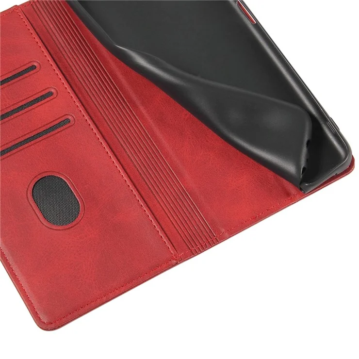 For Xiaomi Redmi Note 12 4G PU Leather Wallet Case Calf Texture Stand Smartphone Cover - Red