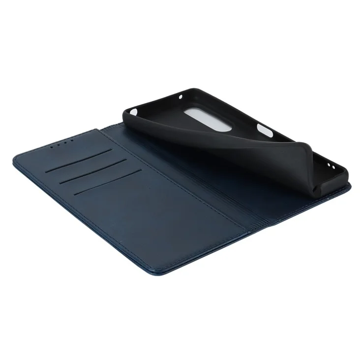 For Sony Xperia 1 V PU Leather Case Calf Texture Stand Wallet Phone Cover - Blue