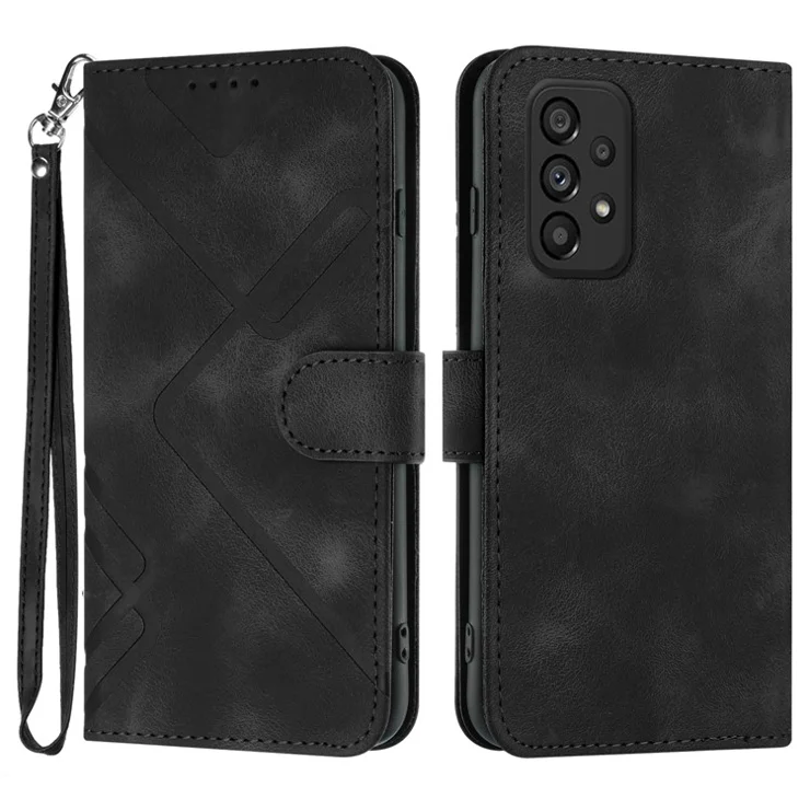 YX0040 For Samsung Galaxy A73 5G Anti-Dust PU Leather Cover Wallet Phone Stand Case with Imprinted Pattern - Black