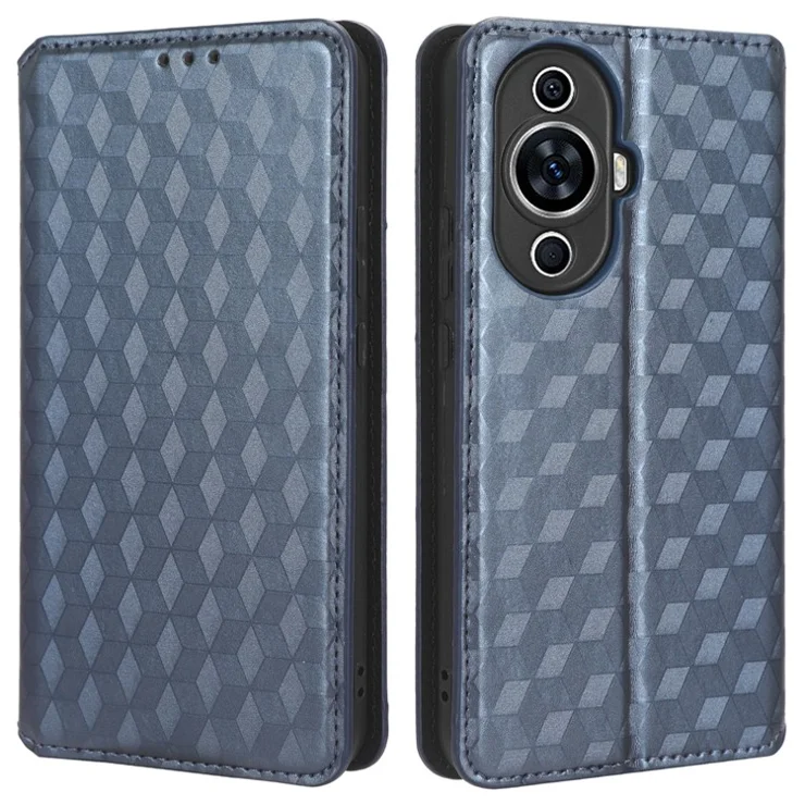 For Huawei nova 11 Pro / nova 11 Ultra Wallet Phone Case PU Leather Rhombus Imprinted Cover with Stand - Blue