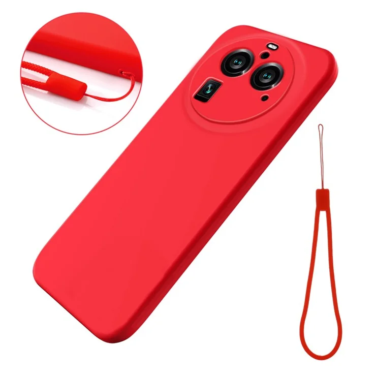 For Oppo Find X6 Pro Liquid Silicone Cover Soft Lining Shockproof Phone Case - Red