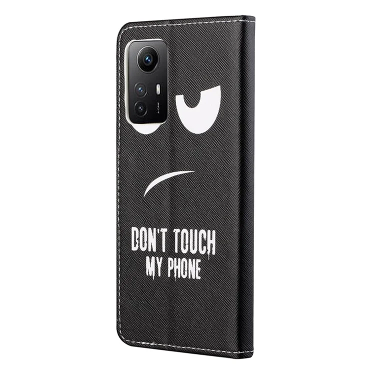 For Xiaomi Redmi Note 12S 4G Pattern Printing Leather Cellphone Case Wallet Stand Phone Cover - Don't Touch My Phone