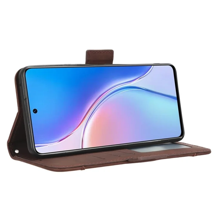 For Huawei Maimang 20 / nova 11i / Enjoy 60 Pro PU Leather Phone Case Multiple Card Slots Flip Stand Wallet Cover - Brown