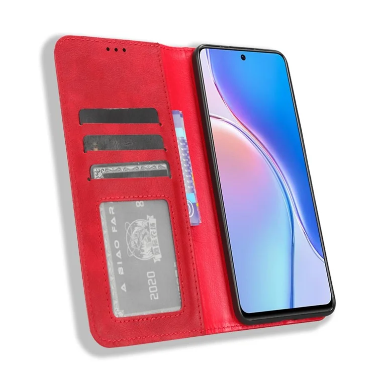 For Huawei Maimang 20 / nova 11i / Enjoy 60 Pro Magnetic Closing Leather Case Stand Wallet Phone Cover - Red