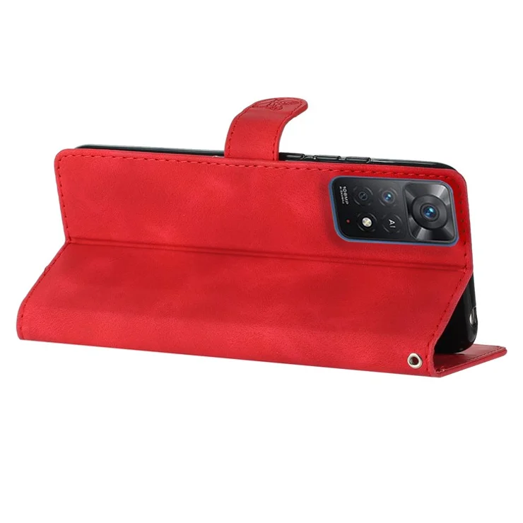 For Xiaomi Redmi Note 11 Pro 5G (Qualcomm) / Note 11 Pro 4G (MediaTek) / Note 12 Pro 4G Leather Case Stand Wallet Phone Cover - Red