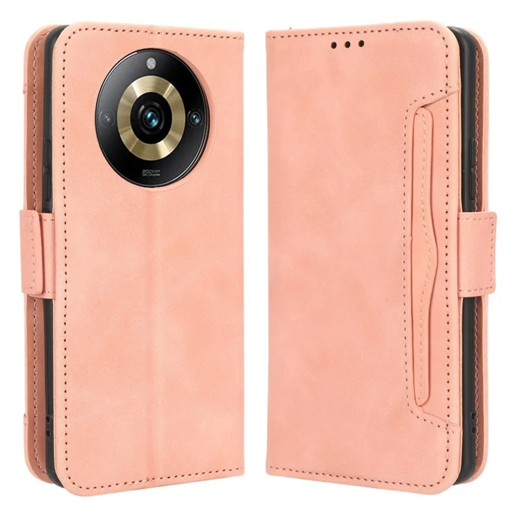 For Realme 11 Pro 5G / 11 Pro+ 5G Phone Case Wallet Multiple Card Slots PU Leather Stand Phone Cover - Pink
