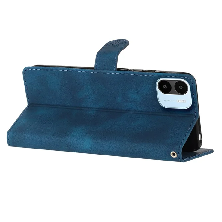 For Xiaomi Redmi A1 4G / A2 4G Wallet Case PU Leather Flower Imprinted Stand Flip Phone Cover - Blue