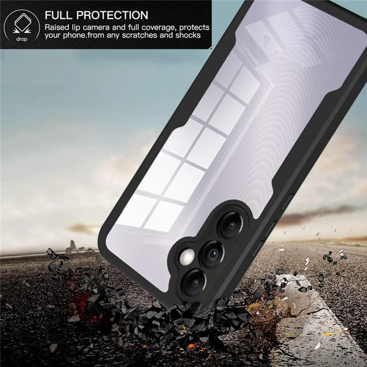Camera Lens Protection Cover for Samsung Galaxy A34 5G Clear Acrylic+TPU Phone Case with PET Screen Film - Pink