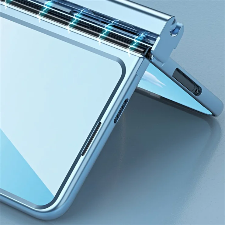 For Google Pixel Fold Kickstand PC Phone Case Hinge Protection Cover with Tempered Glass Screen Film / Stylus - Silver