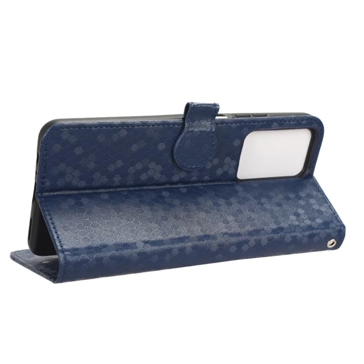 Cell Phone Case for ZTE Blade V41 Smart , PU Leather Wallet Stand Dot Imprinted Phone Cover - Dark Blue