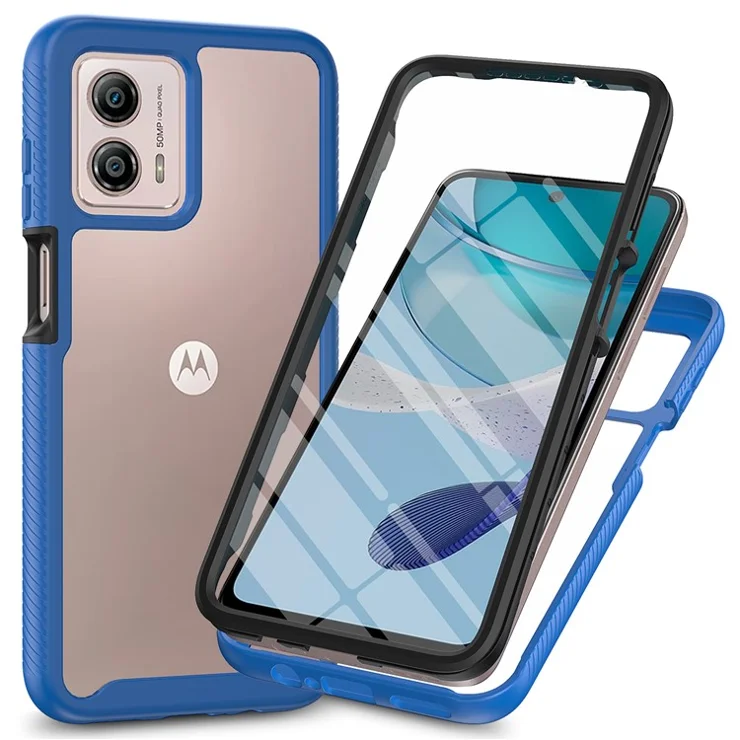Phone Case for Motorola Moto G53 5G 3-in-1 Detachable Phone Case with PET Screen Protector - Dark Blue