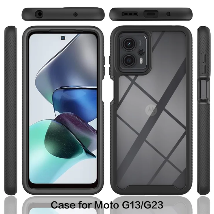 Phone Case for Motorola Moto G13 4G / G23 4G 3-in-1 Detachable Protective Case with PET Screen Protector - Purple