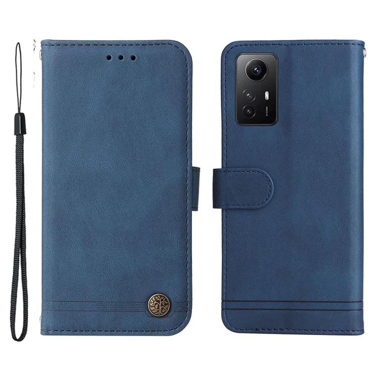 For Xiaomi Redmi Note 12S 4G Leather Wallet Cases Skin Touch Phone Cover Stand with Strap - Blue