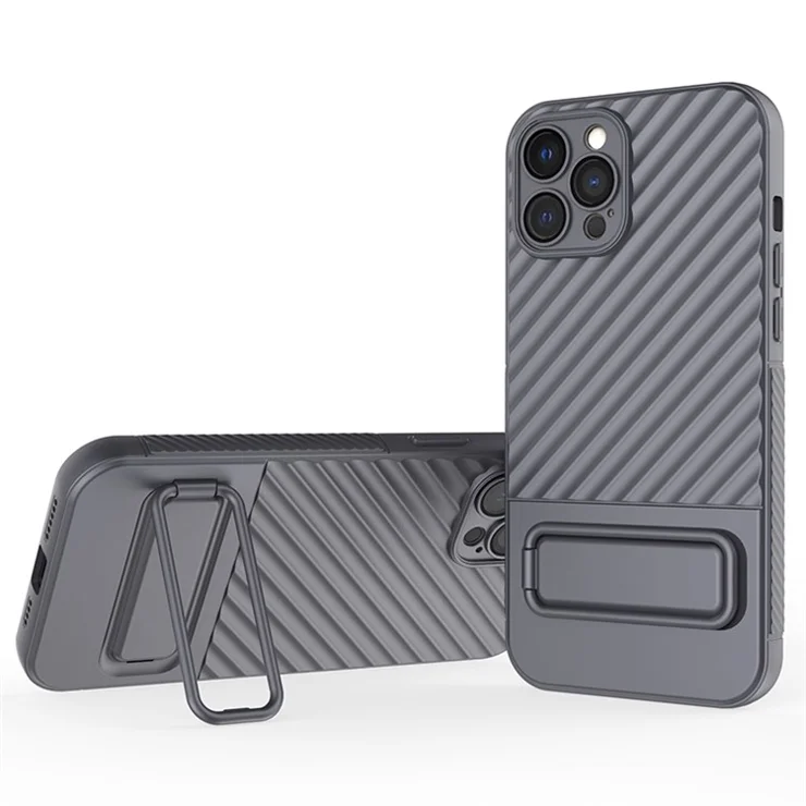 Kickstand Phone Cover for iPhone 12 Pro Max , Phone Back Protector Anti-dust TPU Case - Grey
