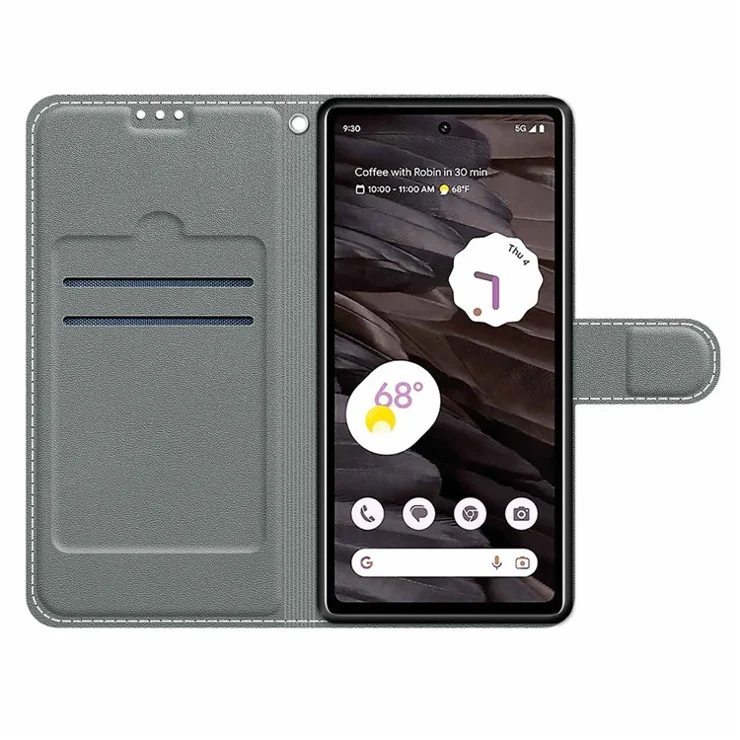 Pattern Printed Phone Case for Google Pixel 8 Pro Anti-Drop Leather Flip Cover with Stand, Card Slots - Night Road / Moon