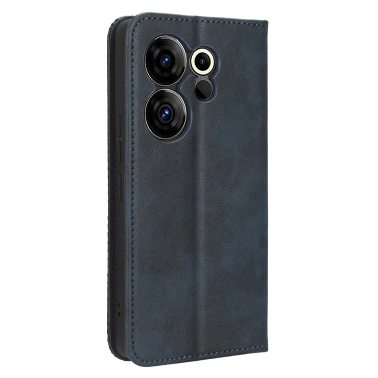 For TECNO Camon 20 Premier 5G CK9n Anti-Scratch Cover Retro Stand PU Leather Phone Wallet Case - Blue