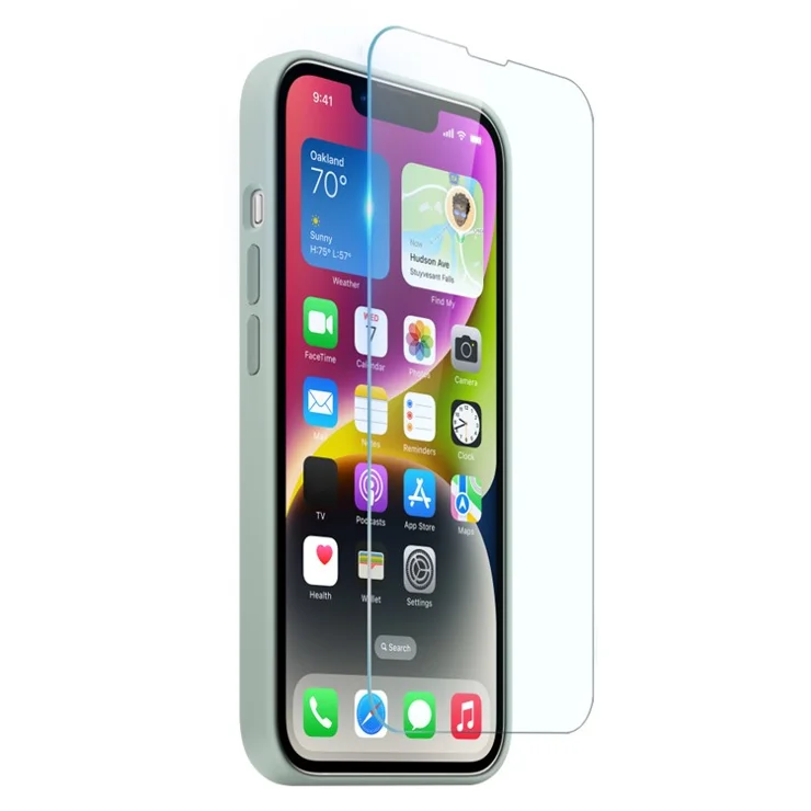 NORTHJO For iPhone 14 Magnetic Silicone Phone Case Compatible with Magsafe with Tempered Glass Film+Camera Lens Protector - Green