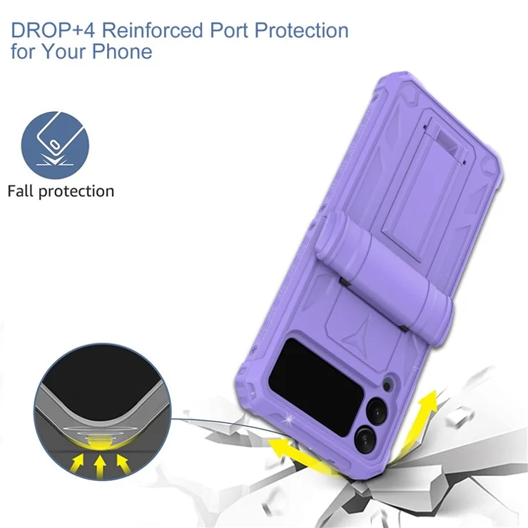 GW30 PC Phone Case for Samsung Galaxy Z Flip4 5G , Shockproof Protective Kickstand Cover - Purple