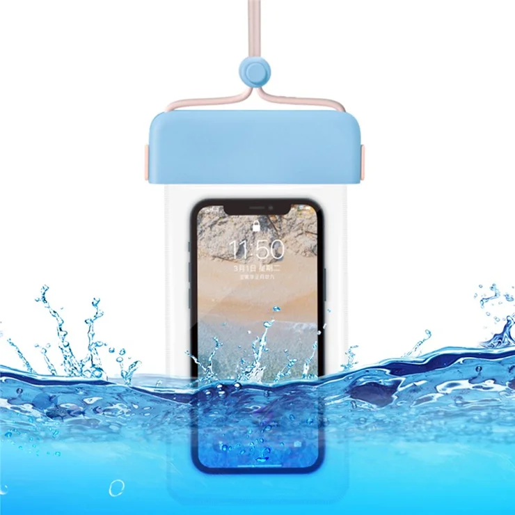 IPX8 Waterproof Phone Case Clear TPU Cellphone Holder Pouch Screen Touchable for Smartphones within 7'' - Baby Blue