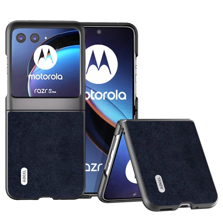 ABEEL For Motorola Razr 40 Ultra 5G PU Leather + Hard PC Anti-Slip Phone Case Retro Litchi Texture Protective Cover - Blue