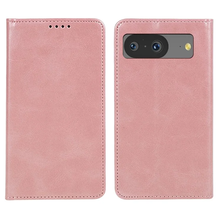 For Google Pixel 8 Anti-drop Phone Cover Anti-Scratch PU Leather Stand Calf Texture Case Wallet - Rose Gold
