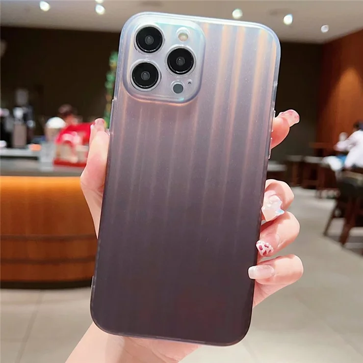 For iPhone 14 Pro Max Suitcase-Shaped Acrylic+TPU Phone Case Laser IMD Design Mobile Phone Cover Shell - Grey