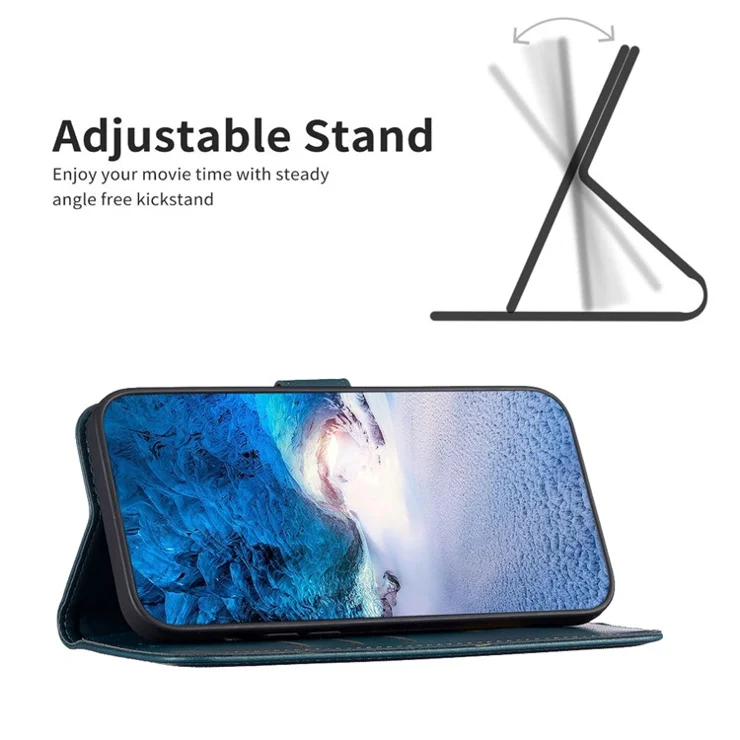 BINFEN COLOR BF17 For Xiaomi Redmi Note 12S 4G Mobile Phone Stand Case PU Leather Cover Wallet Shell - Green