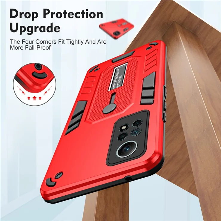 For Xiaomi Redmi Note 12 Pro 4G Metal Kickstand Phone Case Finger Ring Strap TPU+PC Cover - Red