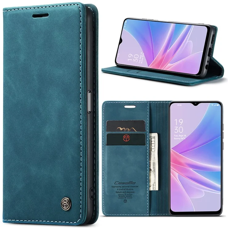 CASEME 013 Series For Oppo A78 5G Multifunction Wallet Phone Case PU Leather Stand Flip Cover - Blue